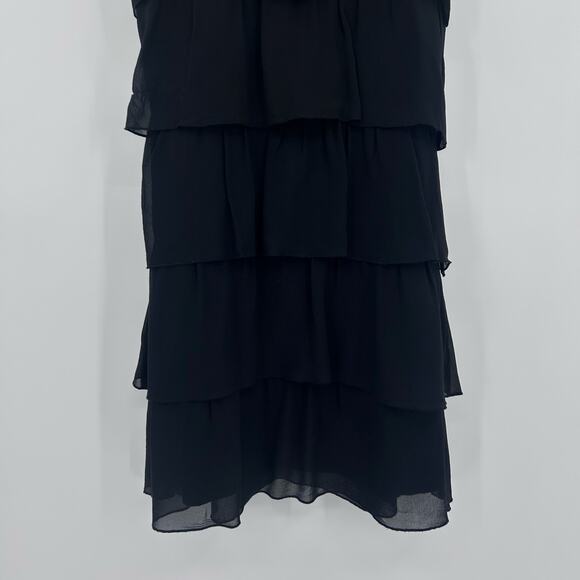 AX Armani Exchange 100% Silk Ruffle Mini Dress Cocktail LBD Date Night Womens 0 - Picture 5 of 11